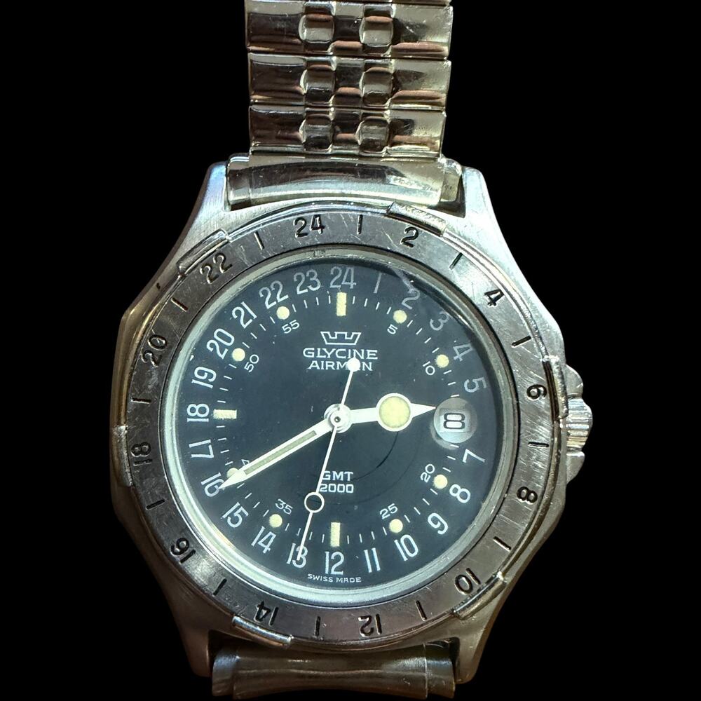 Glycine Airman GMT 2000 Automatic Swiss Made Men's Wristwatch 100FT WR